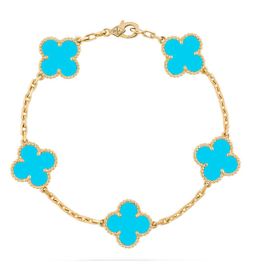 [Echo Fine ]CLOVER 5 MOTIFS TURQUOISE BRACELET