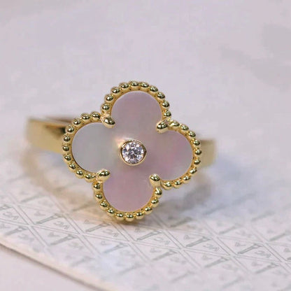 [Echo Fine ]CLOVER PINK MOP RING GOLD DIAMOND