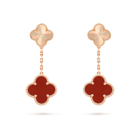 [Echo Fine ]CLOVER 2 MOTIF  LASER CARNELIAN EARRINGS