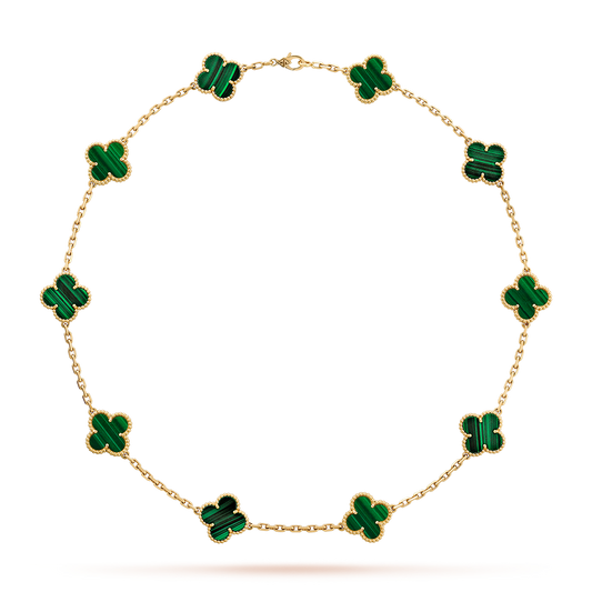 [Echo Fine ]CLOVER 10 MOTIFS MALACHITE NECKLACE