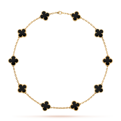 [Echo Fine ]CLOVER 10 MOTIFS ONYX NECKLACE