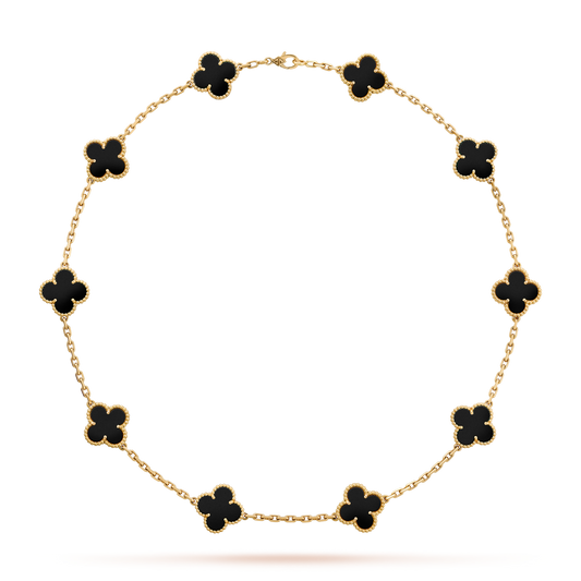 [Echo Fine ]CLOVER 10 MOTIFS ONYX NECKLACE