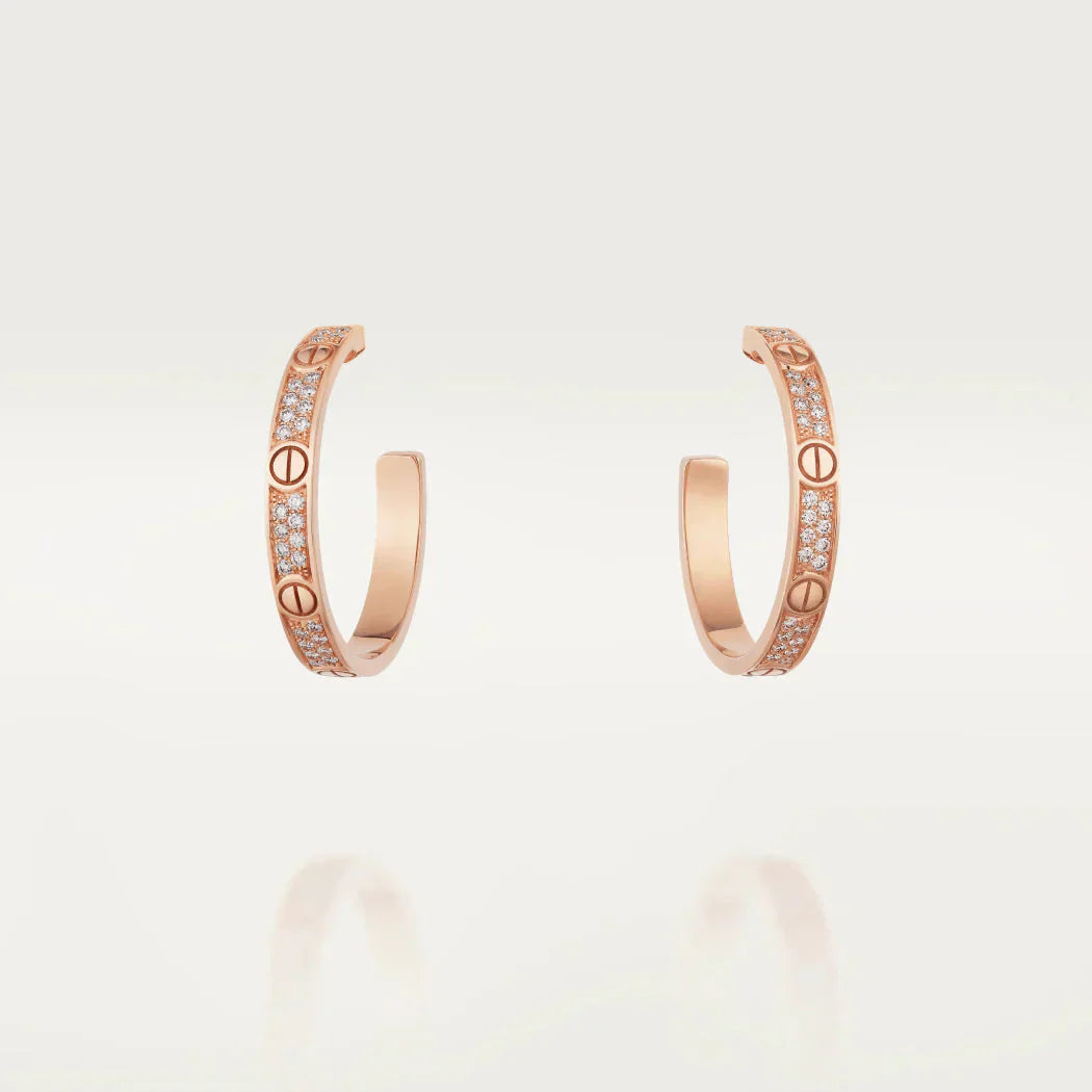 [Echo Fine ]LOVE DIAMOND PINK GOLD HOOP EARRINGS