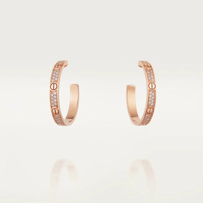 [Echo Fine ]LOVE DIAMOND PINK GOLD HOOP EARRINGS
