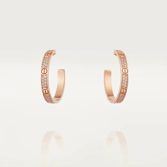 [Echo Fine ]LOVE DIAMOND PINK GOLD HOOP EARRINGS
