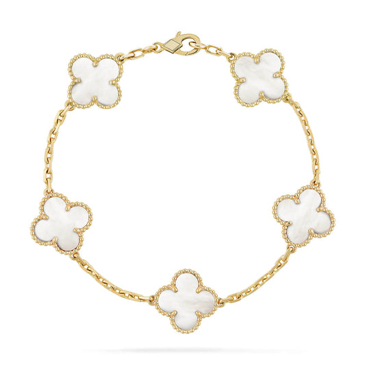 [Echo Fine ]CLOVER  5 MOTIF WHITE MOP BRACELET