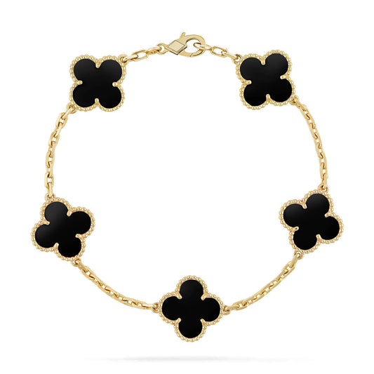 [Echo Fine ]CLOVER  5 MOTIFS BLACK ONYX BRACELET