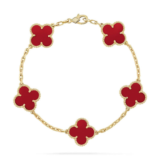 [Echo Fine ]CLOVER 5 MOTIFS RED AGATE  BRACELET