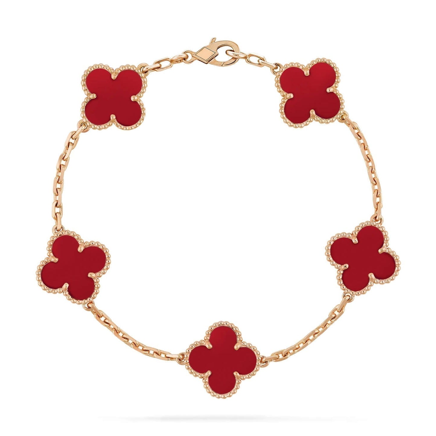 [Echo Fine ]CLOVER 5 MOTIFS RED AGATE  BRACELET