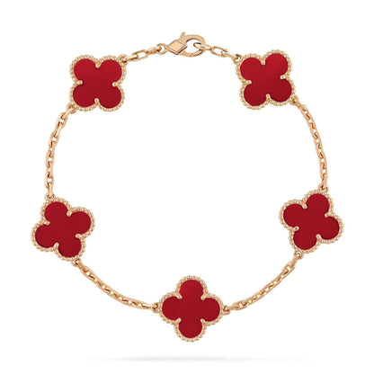 [Echo Fine ]CLOVER 5 MOTIFS RED AGATE  BRACELET