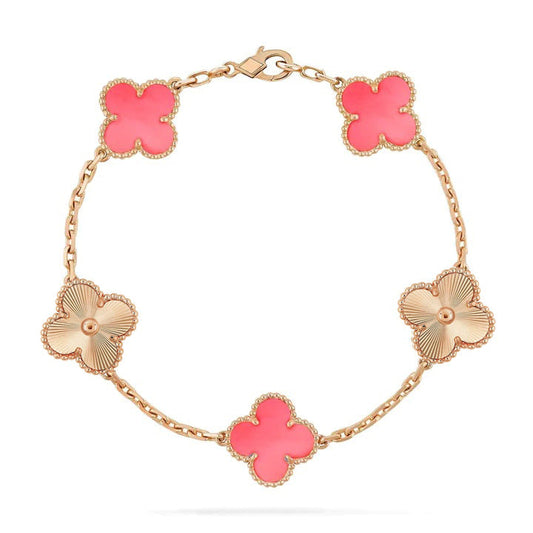 [Echo Fine ]CLOVER BRACELET 5 MOTIF PINK AND PINK GOLD