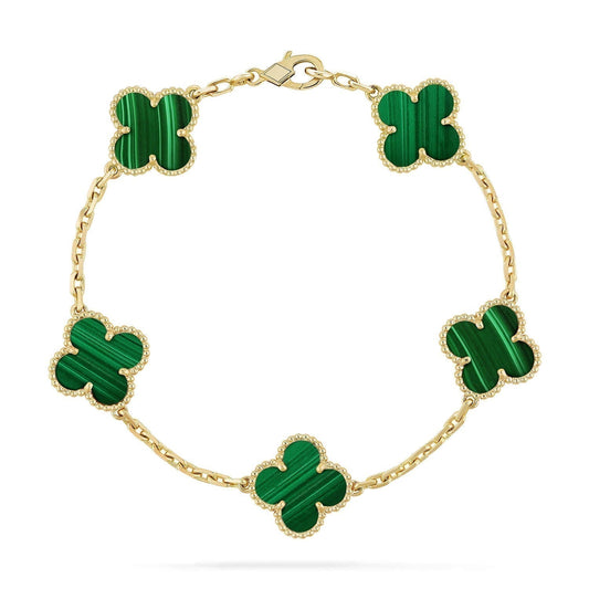 [Echo Fine ]CLOVER 5 MOTIFS MALACHITE BRACELET