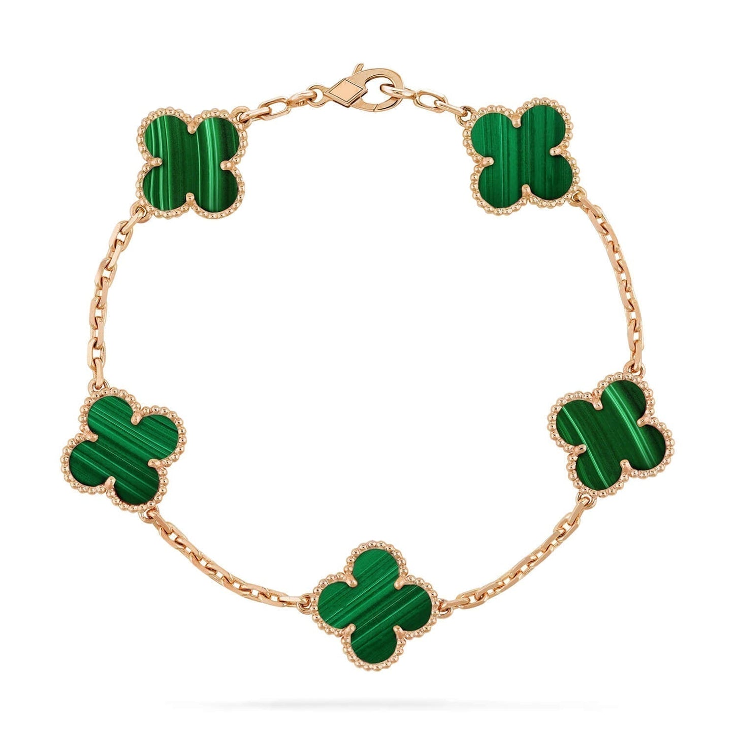 [Echo Fine ]CLOVER 5 MOTIFS MALACHITE BRACELET