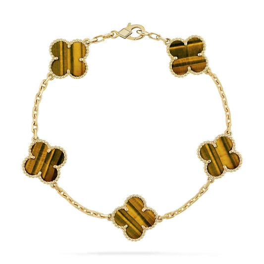 [Echo Fine ]CLOVER  5 MOTIFS TIGER EYE BRACELET