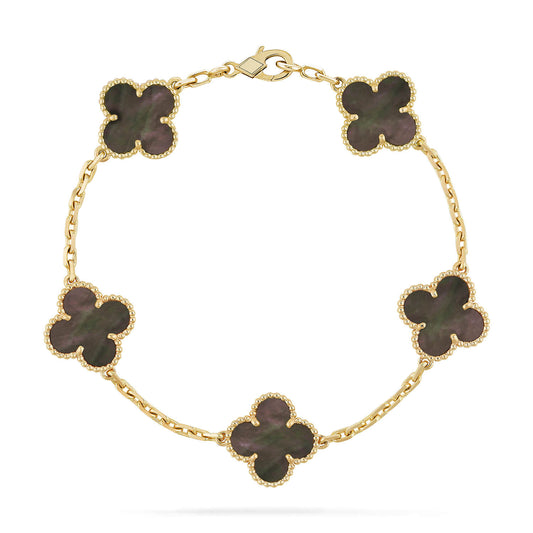 [Echo Fine ]CLOVER 5 MOTIF GRAY MOP  BRACELET