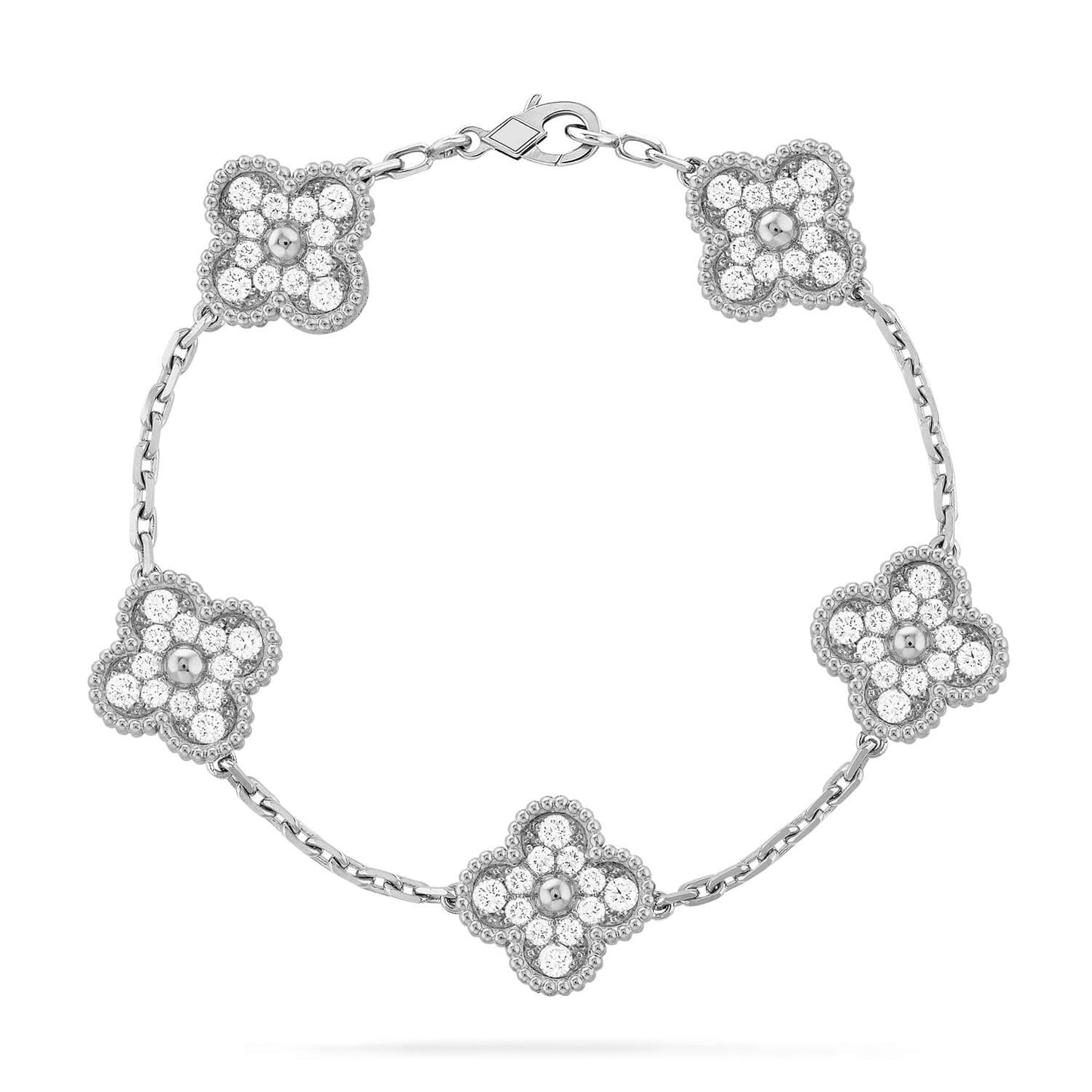 [Echo Fine ]CLOVER 5 MOTIFS  DIAMOND BRACELET SILVER