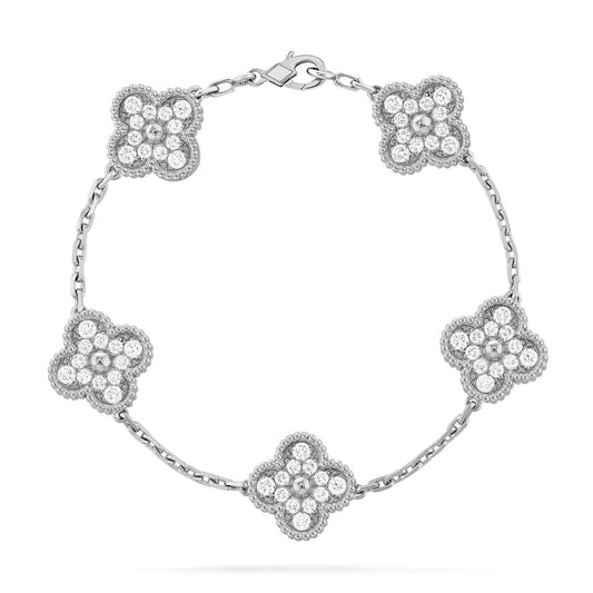 [Echo Fine ]CLOVER 5 MOTIFS  DIAMOND BRACELET SILVER