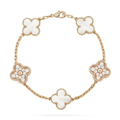 [Echo Fine ]CLOVER BRACELET 5 MOTIF WHITE MOP DIAMOND