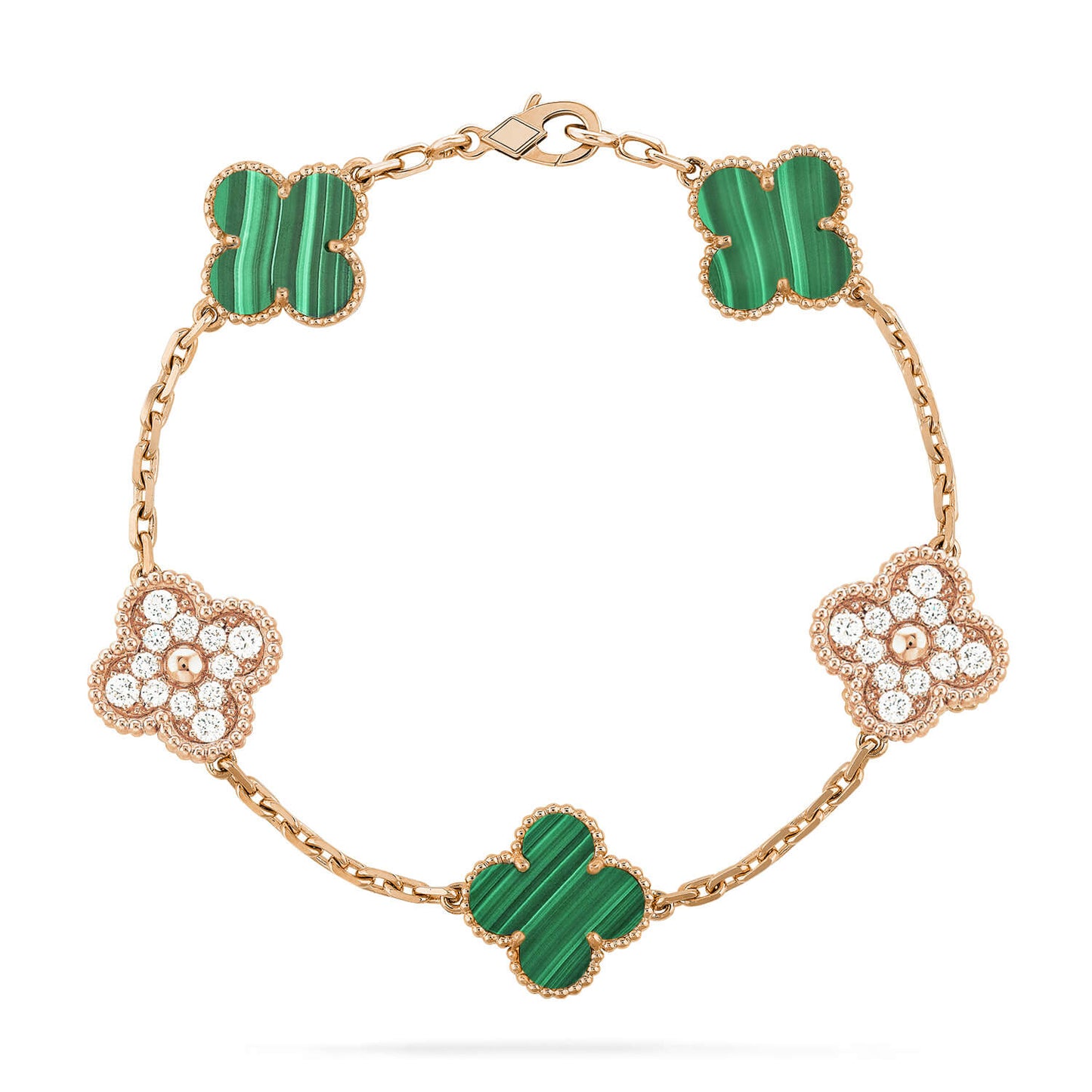 [Echo Fine ]CLOVER  5 MOTIF MALACHITE DIAMOND BRACELET