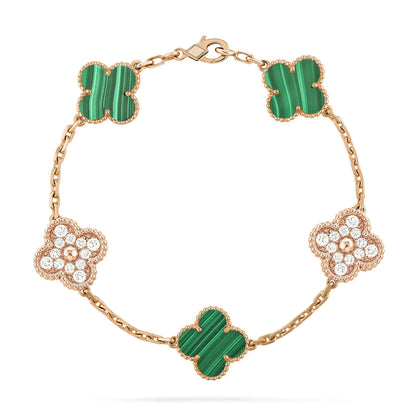 [Echo Fine ]CLOVER  5 MOTIF MALACHITE DIAMOND BRACELET