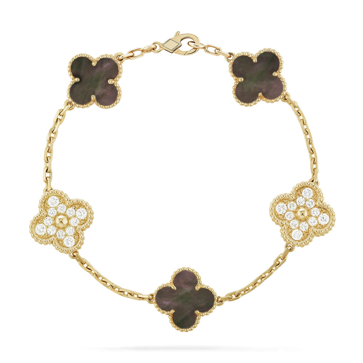 [Echo Fine ]CLOVER 5 MOTIF GRAY MOP DIAMOND BRACELET