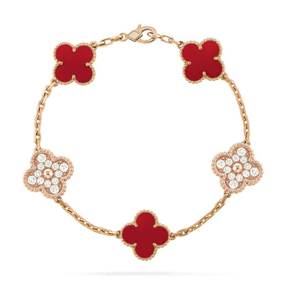 [Echo Fine ]CLOVER 5 MOTIFS CARNELIAN DIAMOND BRACELET