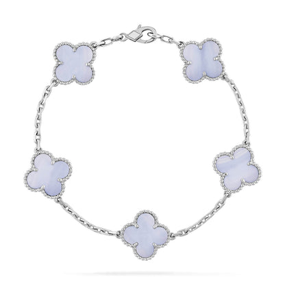[Echo Fine ]CLOVER  5 MOTIF PURPLE CHALCEDONY BRACELET SILVER