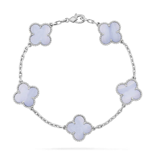 [Echo Fine ]CLOVER  5 MOTIF PURPLE CHALCEDONY BRACELET SILVER