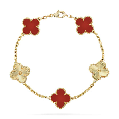 [Echo Fine ]CLOVER  5 MOTIFS CARNELIAN GOLD BRACELET
