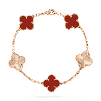 [Echo Fine ]CLOVER  5 MOTIFS CARNELIAN GOLD BRACELET