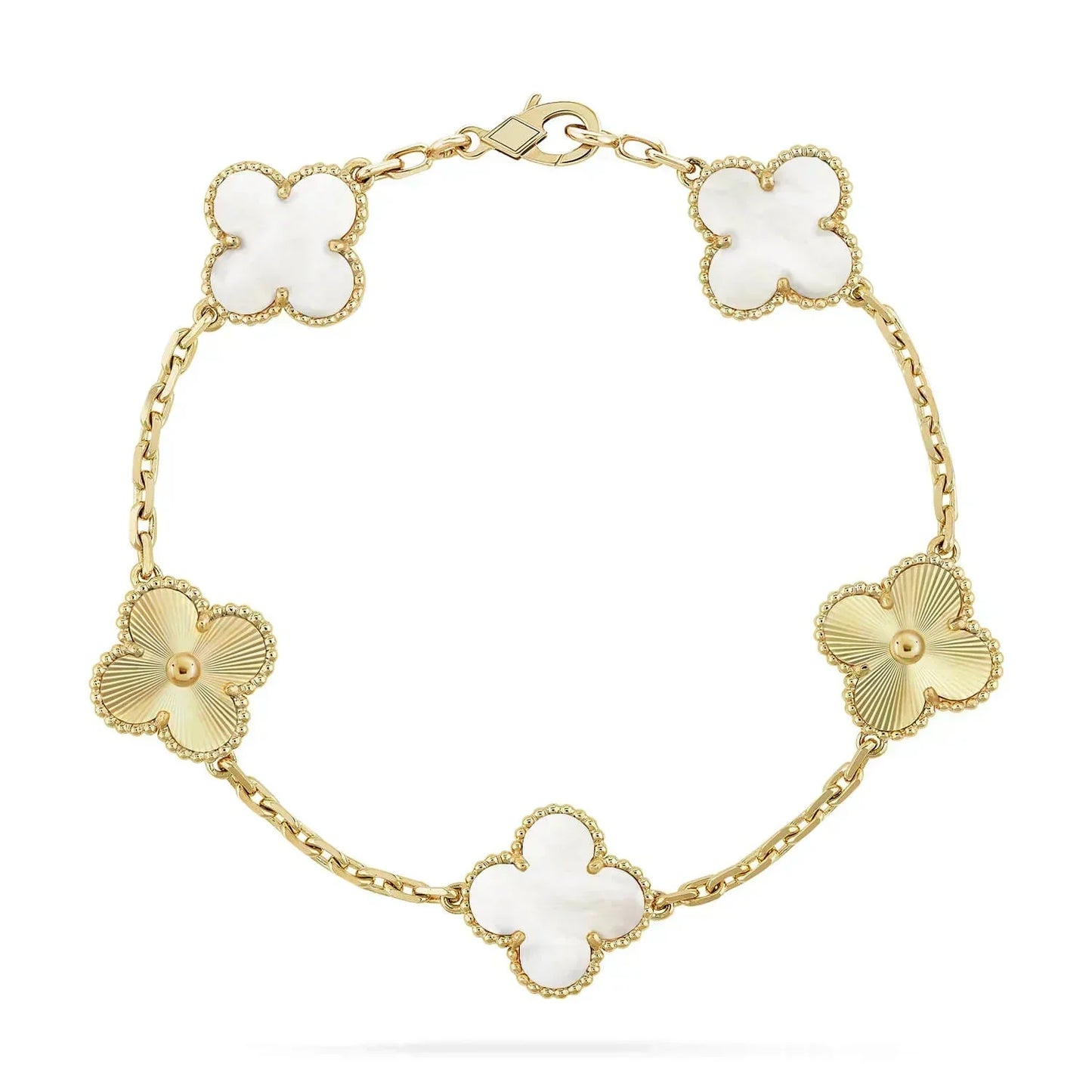 [Echo Fine ]CLOVER BRACELET 5 MOTIF WHITE MOP PINK GOLD