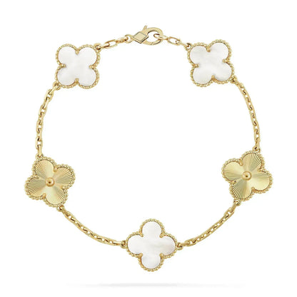 [Echo Fine ]CLOVER BRACELET 5 MOTIF WHITE MOP PINK GOLD