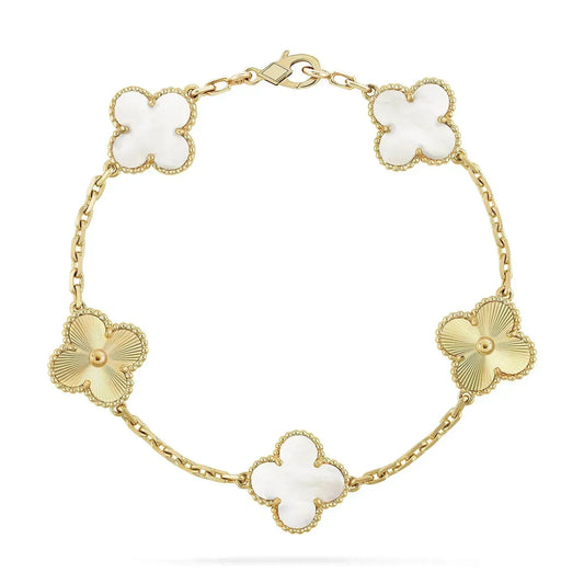 [Echo Fine ]CLOVER BRACELET 5 MOTIF WHITE MOP PINK GOLD