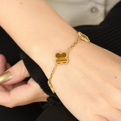 [Echo Fine ]CLOVER  5 MOTIFS TIGER EYE BRACELET