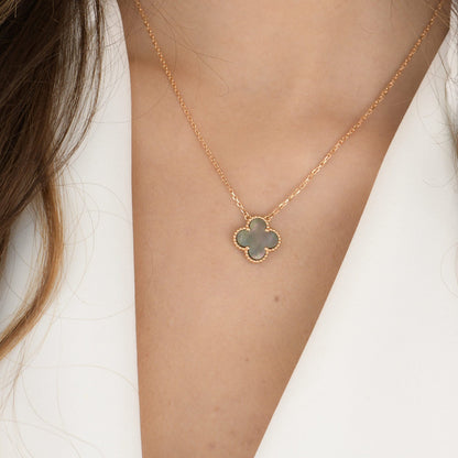 [Echo Fine ]CLOVER 15MM  GRAY MOTHER OF PEARL NECKLACE