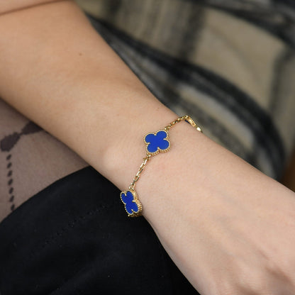 [Echo Fine ]CLOVER 5 MOTIFS BLUE AGATE BRACELET