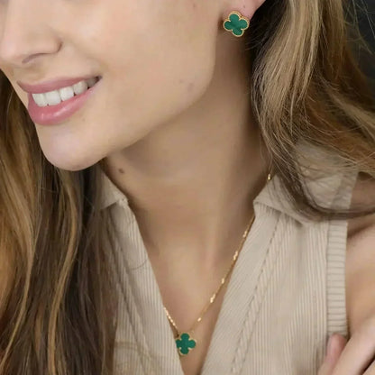 [Echo Fine ]CLOVER MINI 9.5MM MALACHITE  EARRINGS