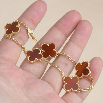 [Echo Fine ]CLOVER 5 MOTIFS RED AGATE  BRACELET