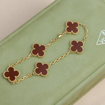 [Echo Fine ]CLOVER 5 MOTIFS RED AGATE  BRACELET