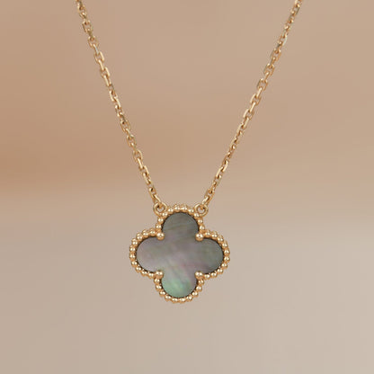 [Echo Fine ]CLOVER 15MM  GRAY MOTHER OF PEARL NECKLACE