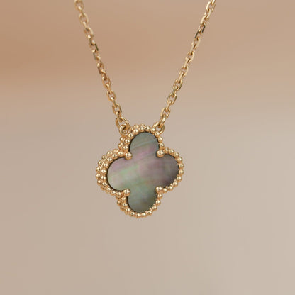 [Echo Fine ]CLOVER 15MM  GRAY MOTHER OF PEARL NECKLACE