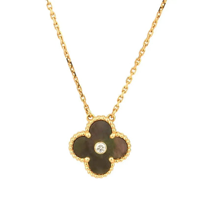 [Echo Fine ]CLOVER 15MM DIAMOND AND MOTHER-OF-GREY NECKLACE