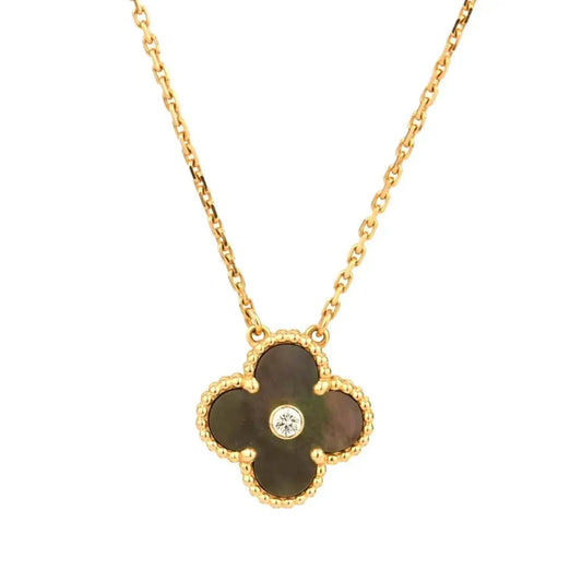 [Echo Fine ]CLOVER 15MM DIAMOND AND MOTHER-OF-GREY NECKLACE