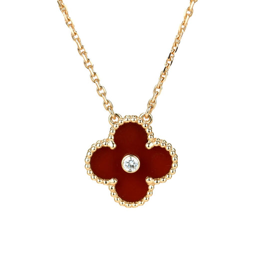 [Echo Fine ]CLOVER 15MM DIAMOND CARNELIAN NECKLACE
