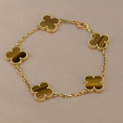 [Echo Fine ]CLOVER  5 MOTIFS TIGER EYE BRACELET