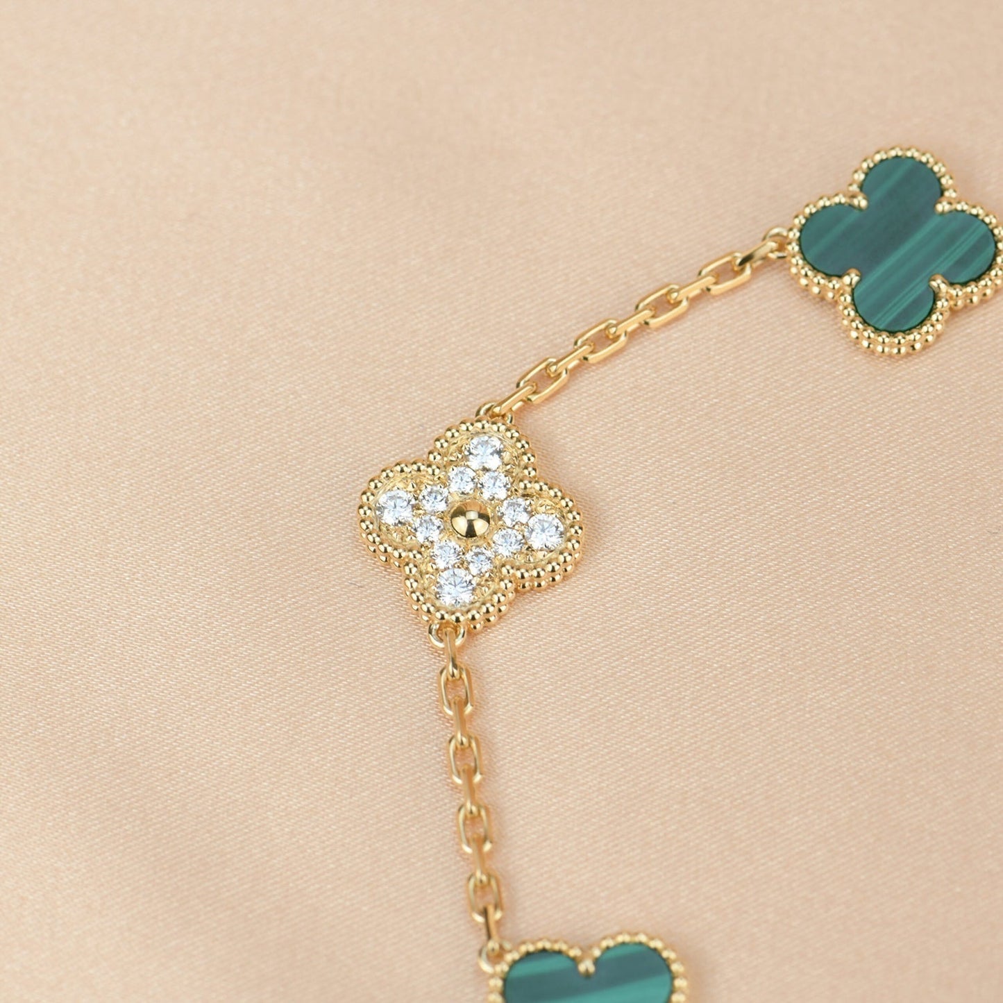 [Echo Fine ]CLOVER  5 MOTIF MALACHITE DIAMOND BRACELET