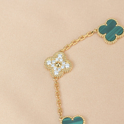 [Echo Fine ]CLOVER  5 MOTIF MALACHITE DIAMOND BRACELET