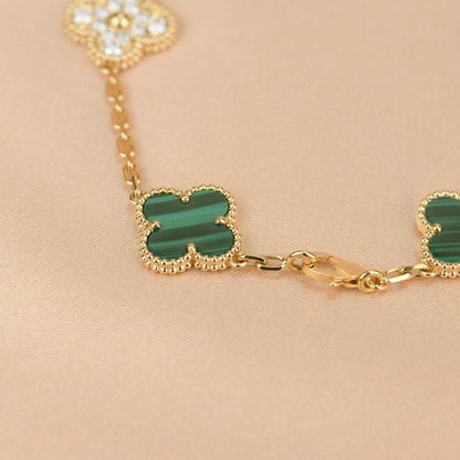 [Echo Fine ]CLOVER  5 MOTIF MALACHITE DIAMOND BRACELET