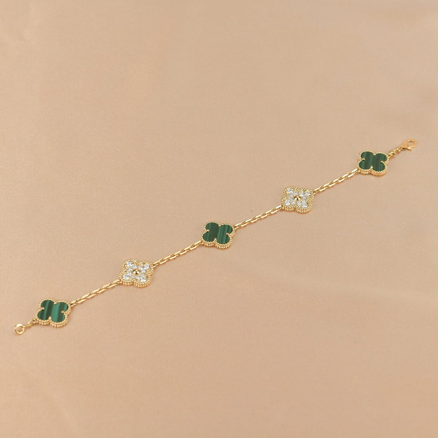 [Echo Fine ]CLOVER  5 MOTIF MALACHITE DIAMOND BRACELET