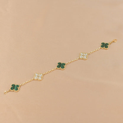 [Echo Fine ]CLOVER  5 MOTIF MALACHITE DIAMOND BRACELET